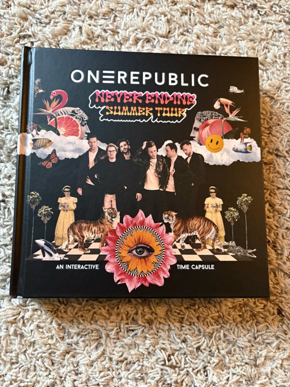 OneRepublic Graphic Tote Bag with Floral Eye Design - Cream, Pink, Blue - Picture 3 of 5
